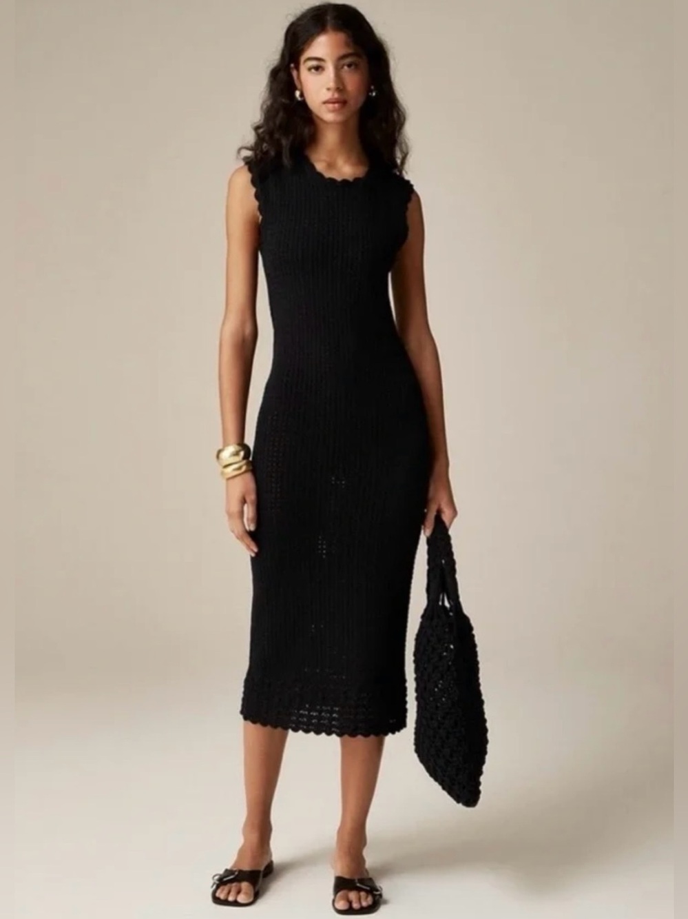 J.Crew Crochet Open-Back Midi Dress Beach Cover-up Open Back Stretchy NWT
